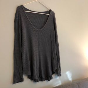 Oversized Long Sleeve Waffle Flannel Shirt